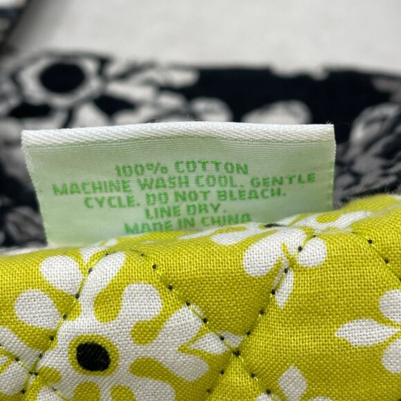 Vera Bradley Tote Baroque Shoulder Bag Black Gray Yellow White Print Medium - Picture 9 of 10